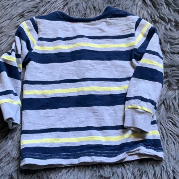 Carter’s 2 long sleeve tee shirts. Blue & blue with gray and yellow strips. 12m - Picture 9 of 9